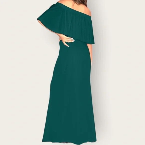 KOH KOH Women's Short Sleeve Off The Shoulder Ruffle tube Maxi Dress - Picture 9 of 12